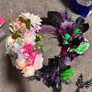 Colorful Floral and Feather Wall Decor